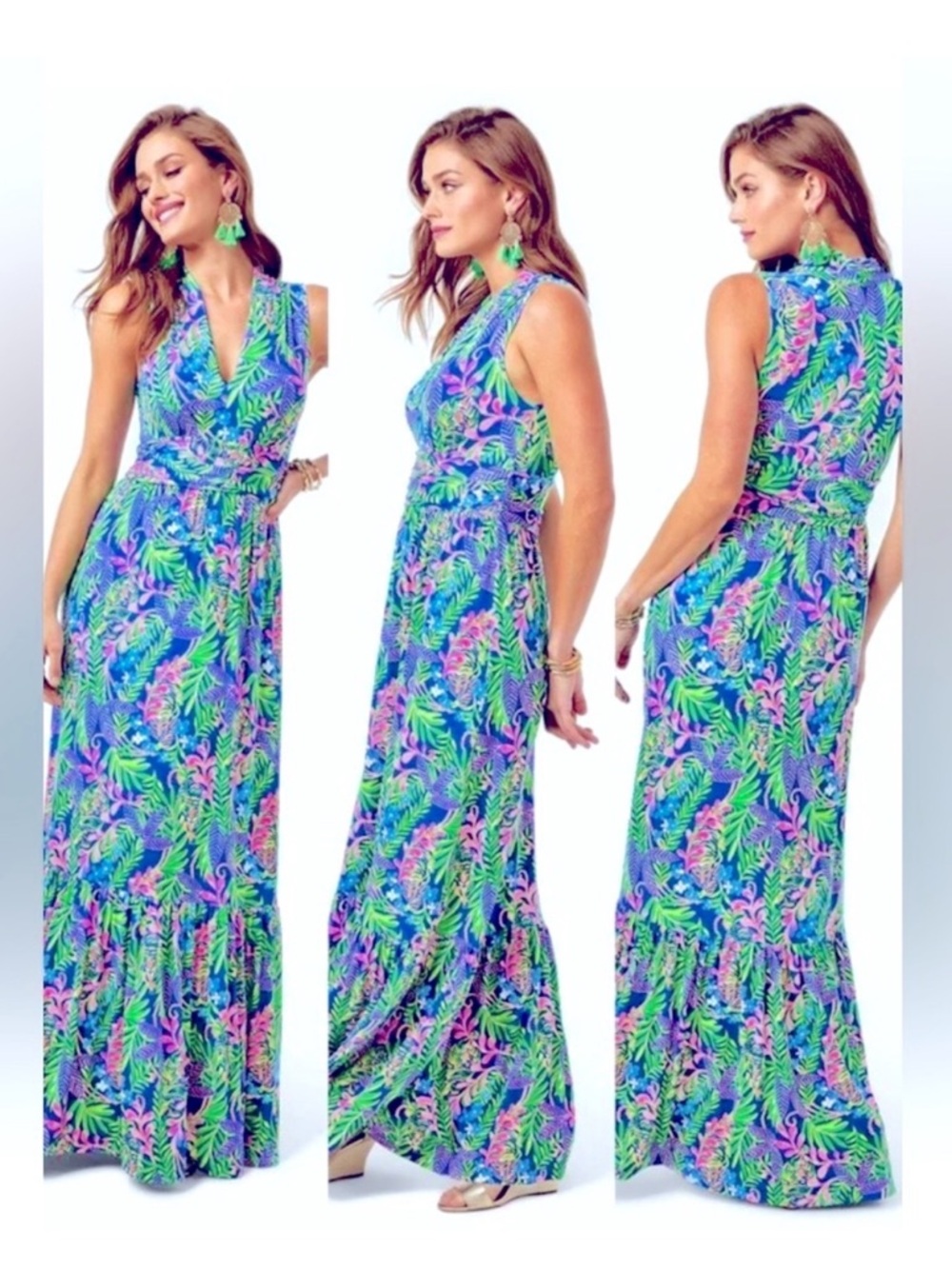 Lily Pulitzer Pearce Maxi Dress - Borealis Blue XL - Picture 2 of 9